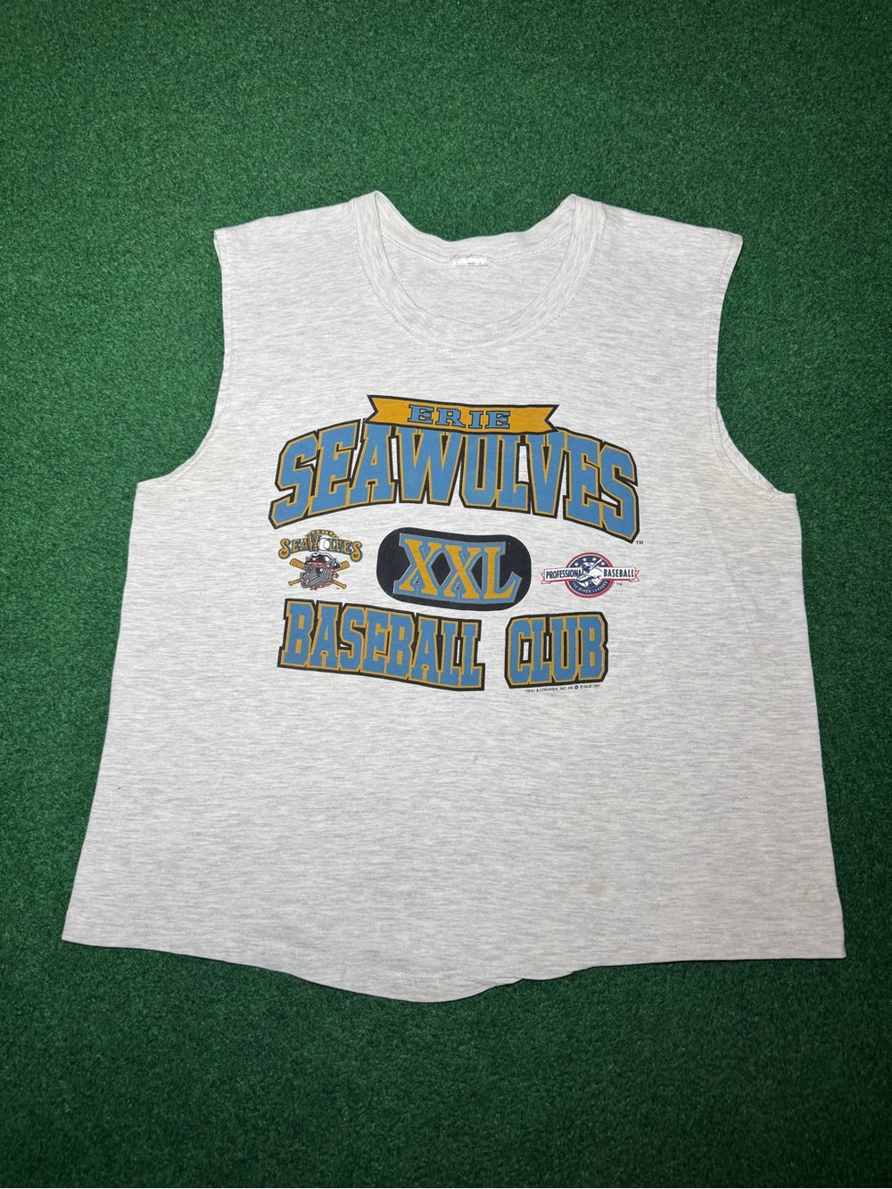 Vintage 90s Erie Seawolves Baseball Club T-shirt, Summer Sleeveless Tank Top L